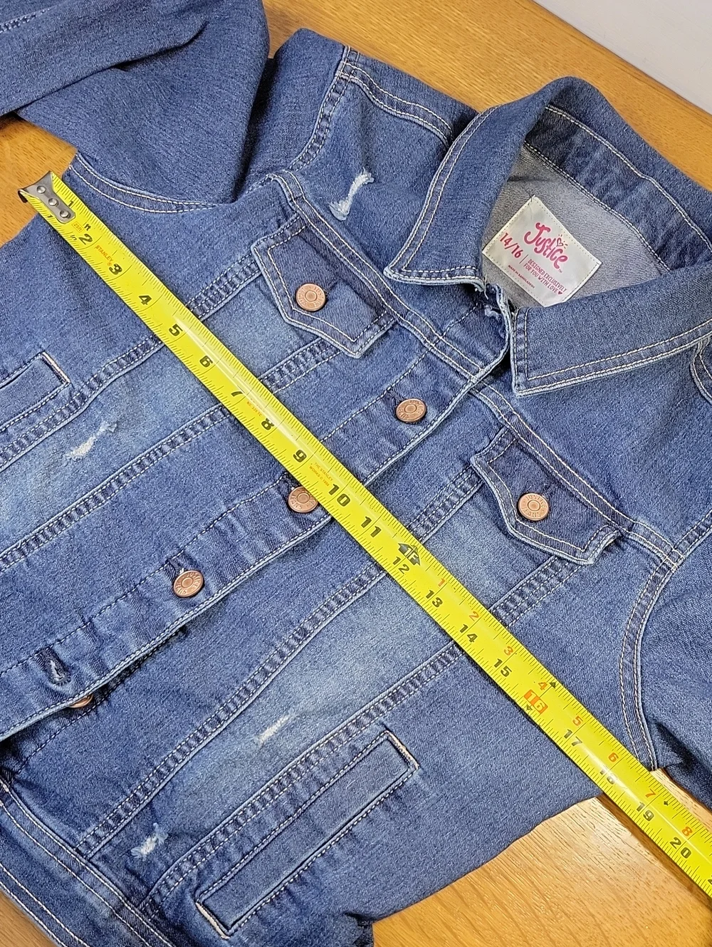 Jean Jacket Justice Size Youth 14-16 Medium Wash.